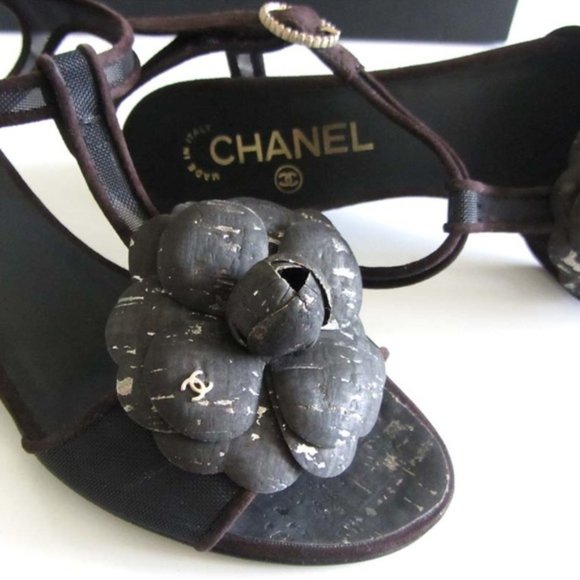 💃CHANEL Camellia sandals, wedge heel size 37 - Picture 1 of 7